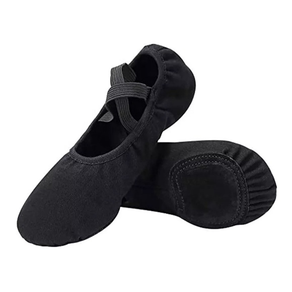 Black Ballet Flats with Elastic Strap for women girl Sz37 - Picture 6 of 7